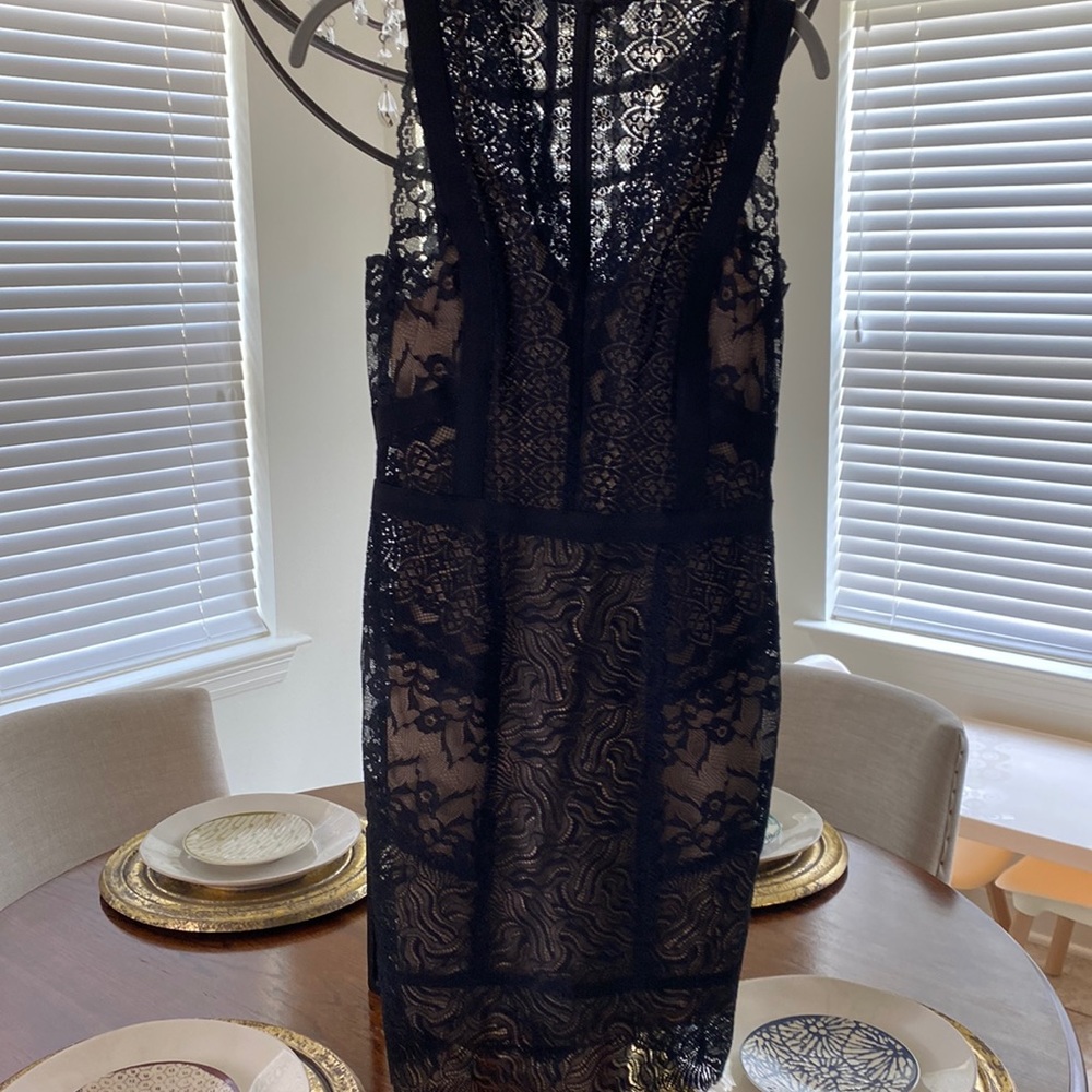 Black/taupe dress
